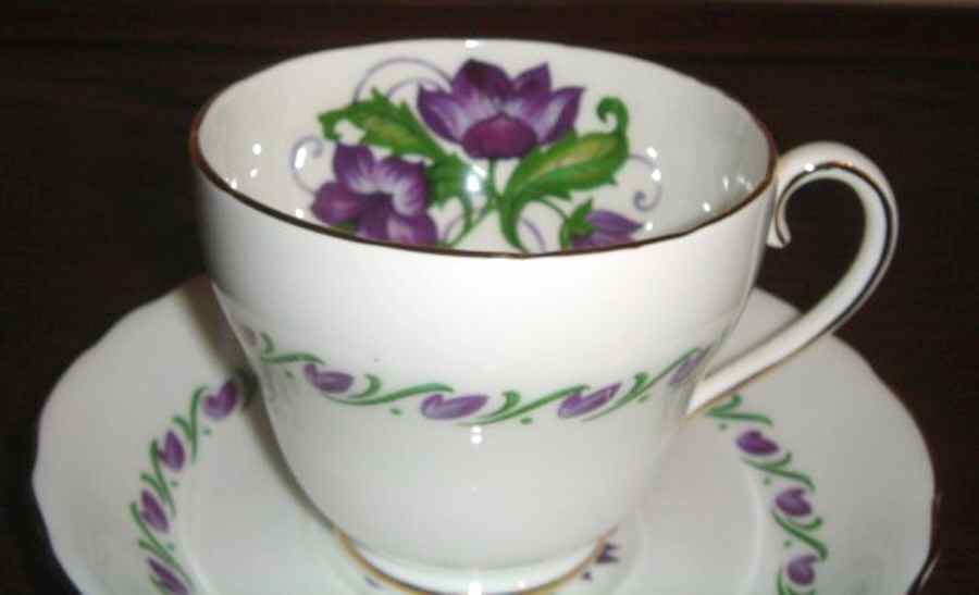 Convolvulus Footed Cup & Saucer Set by Adderley-1
