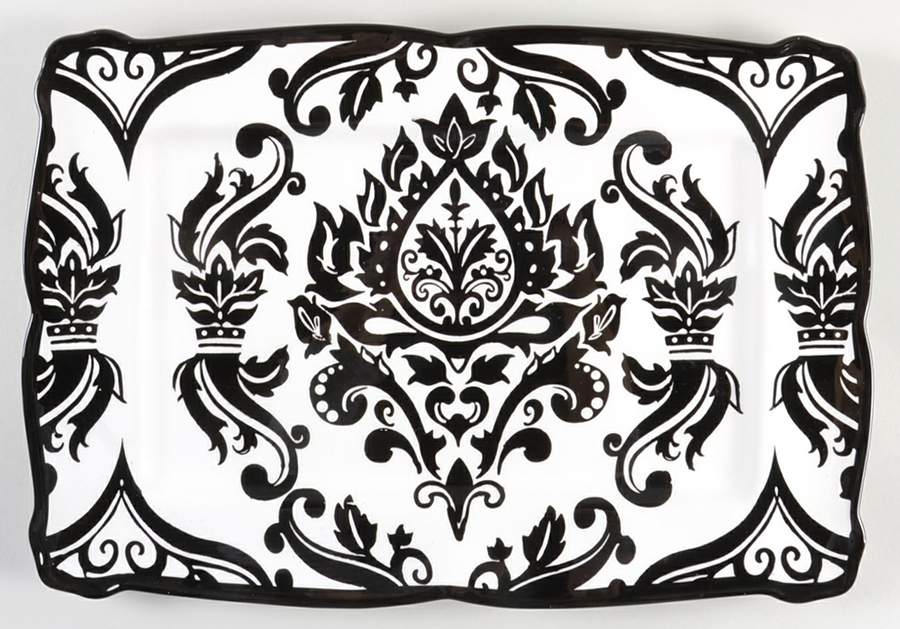 Muse Black 16" Rectangular Serving Platter by 222 Fifth (PTS)-1