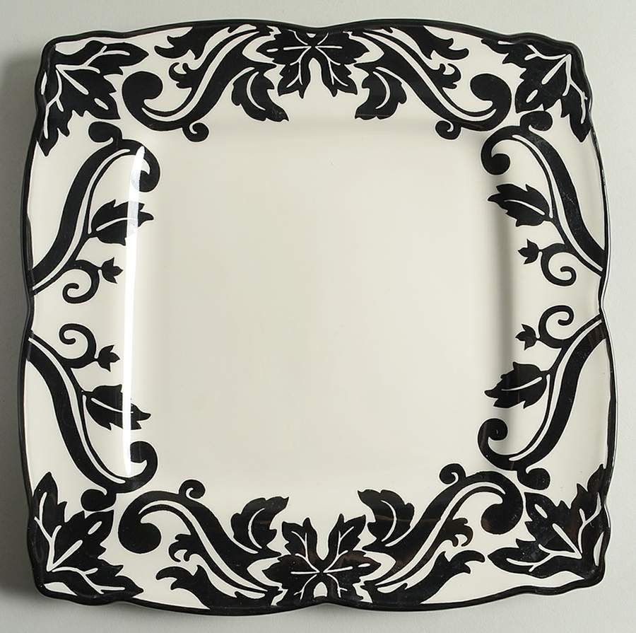 Muse Black Square Dinner Plate by 222 Fifth (PTS)-1