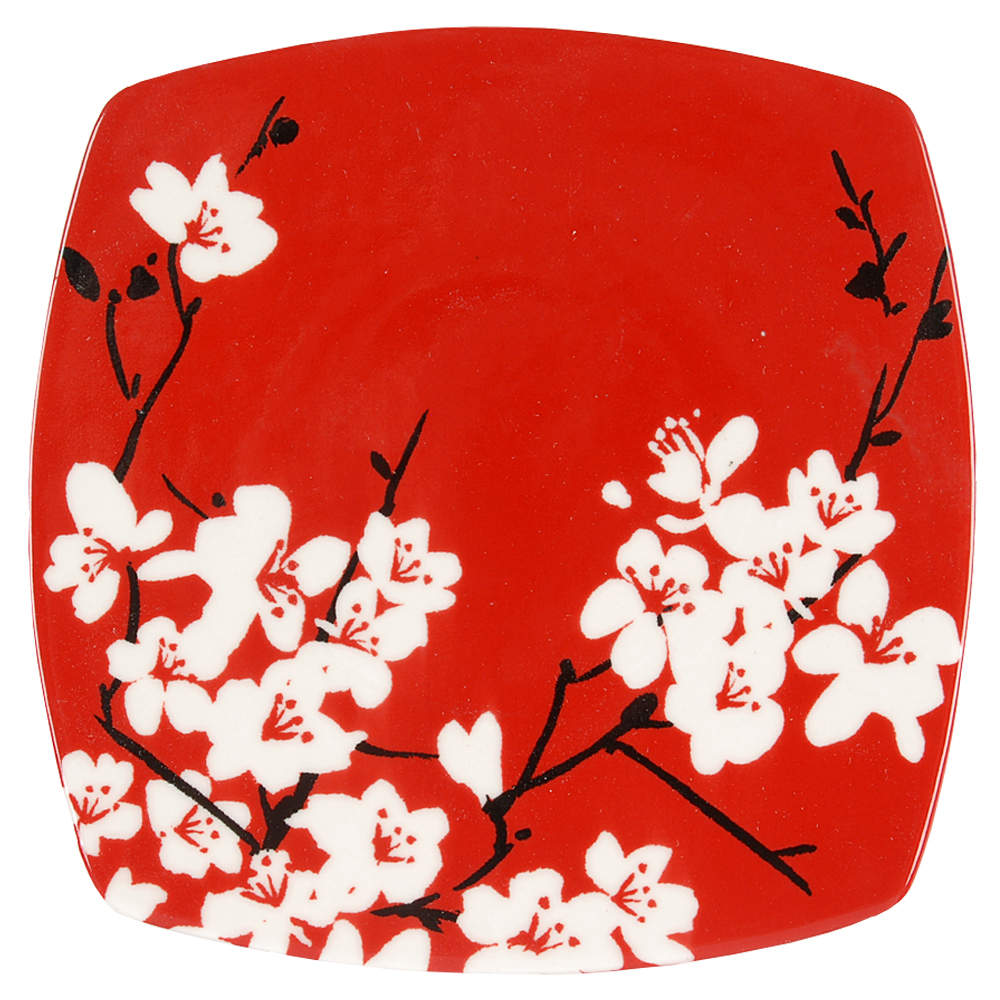 Mia Blossoms Red (Soft Square) Appetizer Plate by 222 Fifth (PTS)-1