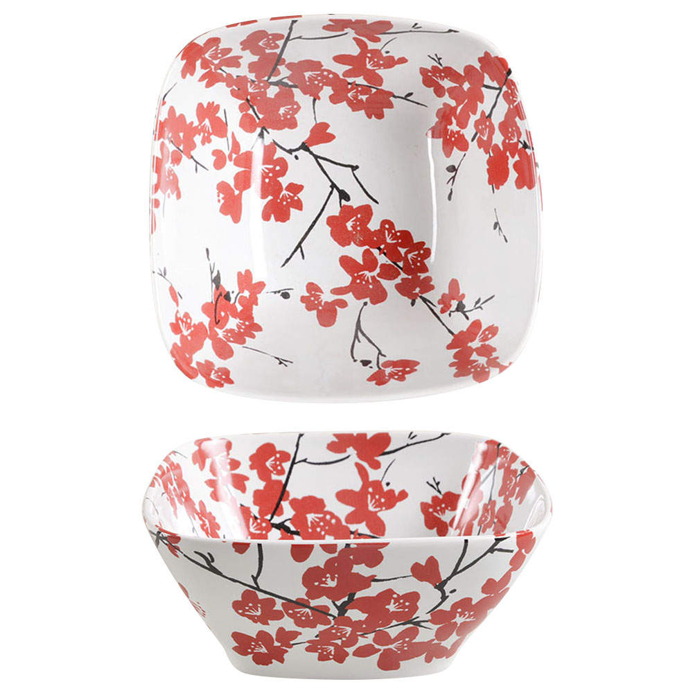 Mia Blossoms Red (Soft Square) Soup/Cereal Bowl by 222 Fifth (PTS)-1