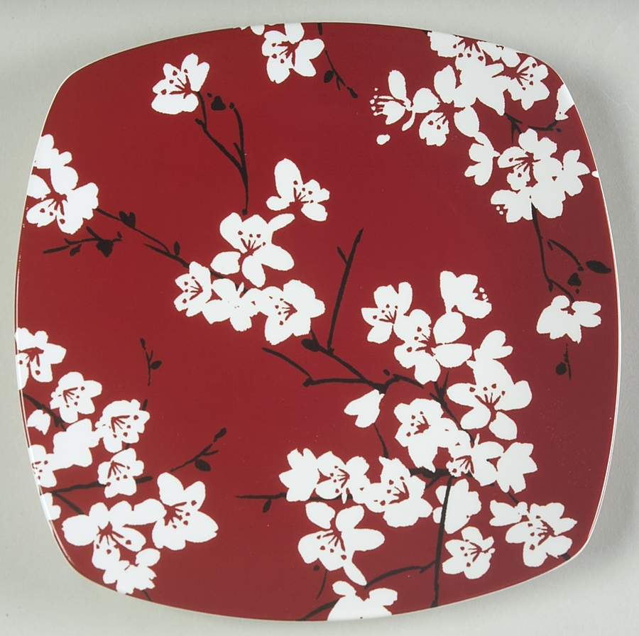 Mia Blossoms Red (Soft Square) Salad Plate by 222 Fifth (PTS)-1