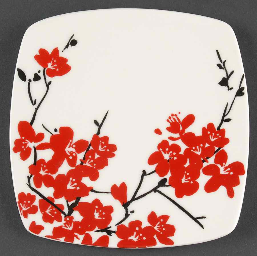 Mia Blossoms Red (Soft Square) Appetizer Plate by 222 Fifth (PTS)-1