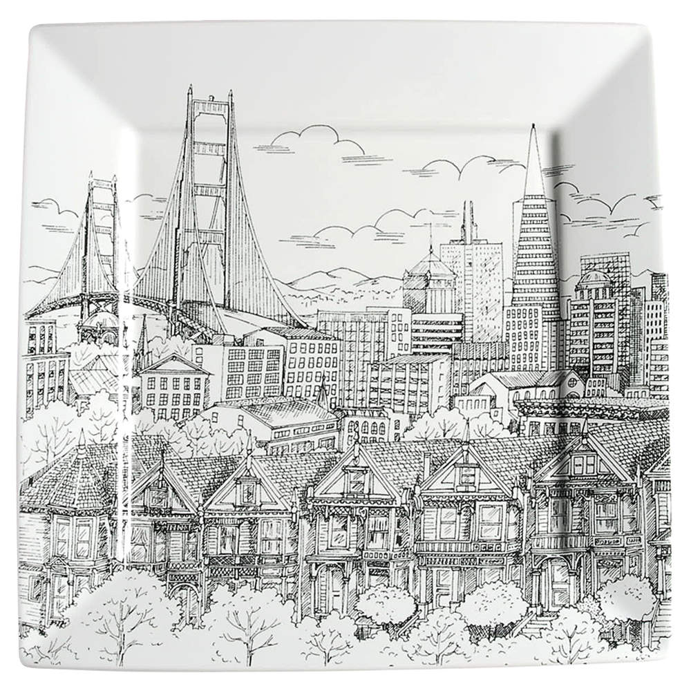 City Scenes Black Dinner Plate by 222 Fifth (PTS)-1