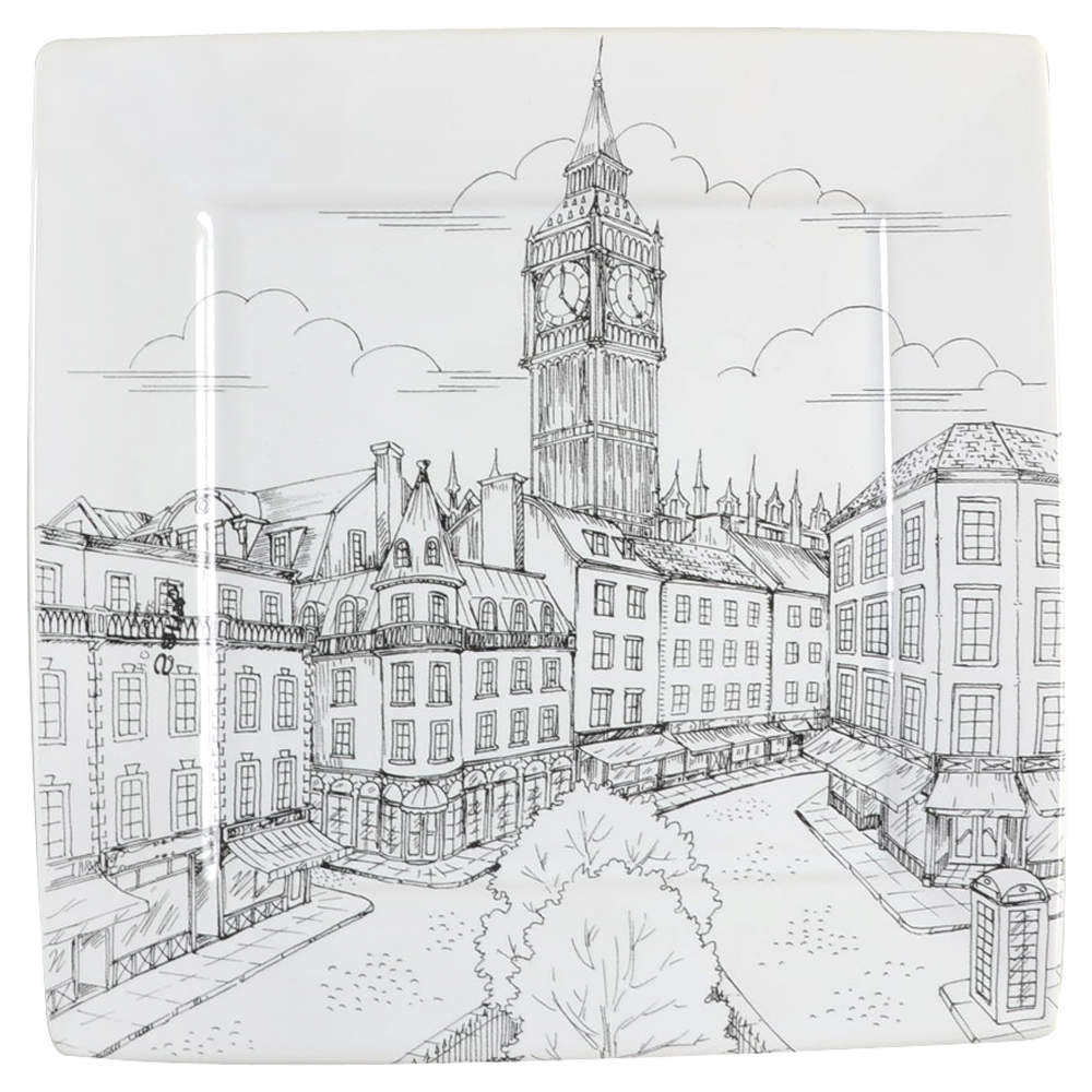 City Scenes Black Dinner Plate by 222 Fifth (PTS)-1