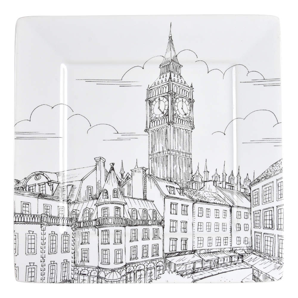 City Scenes Black Salad Plate by 222 Fifth (PTS)-1