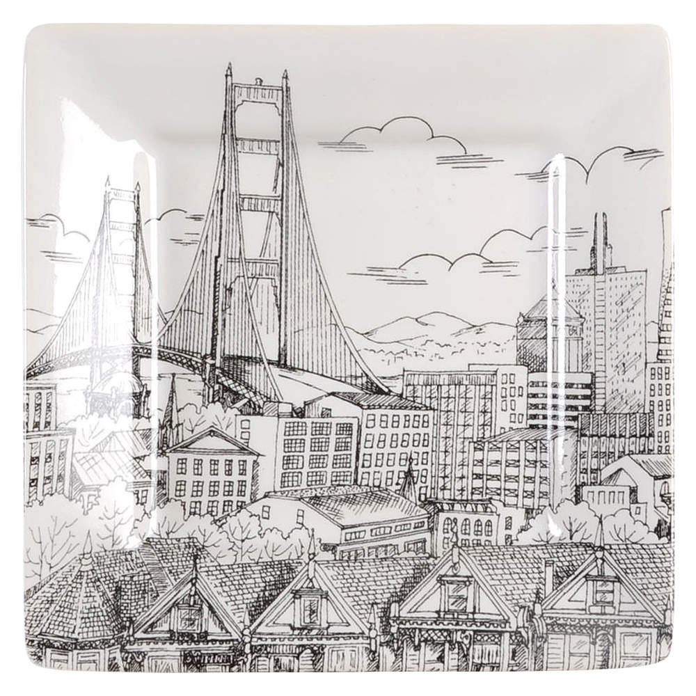 City Scenes Black Appetizer Plate by 222 Fifth (PTS)-1