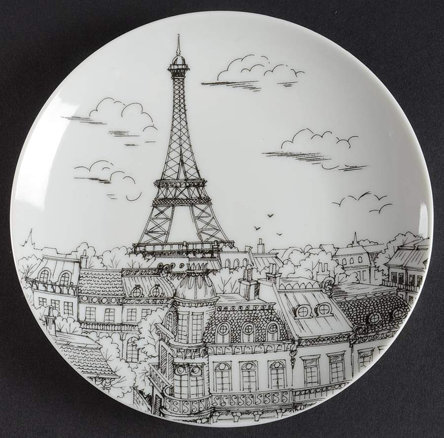 City Scenes Black Appetizer Plate by 222 Fifth (PTS)-1