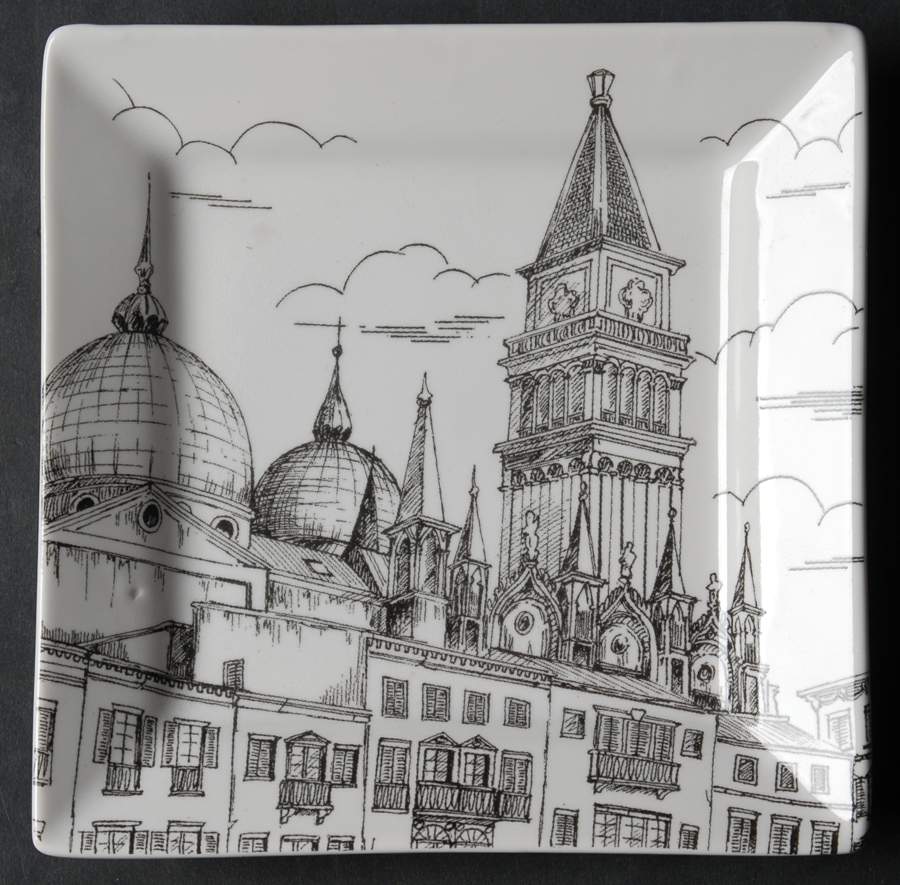 City Scenes Black Appetizer Plate by 222 Fifth (PTS)-1