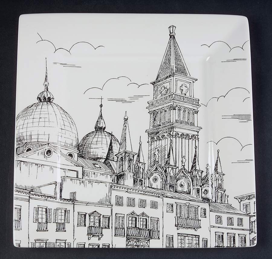City Scenes Black Salad Plate by 222 Fifth (PTS)-1
