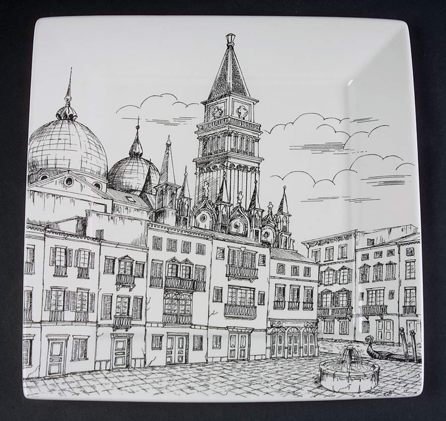 City Scenes Black Dinner Plate by 222 Fifth (PTS)-1