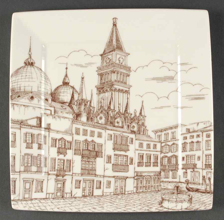 City Scenes Sepia Dinner Plate by 222 Fifth (PTS)-1