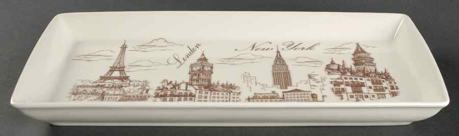 City Scenes Sepia 13" Rectangular Tray by 222 Fifth (PTS)-1
