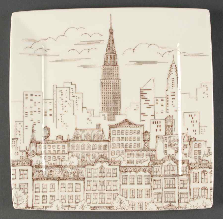 City Scenes Sepia Dinner Plate by 222 Fifth (PTS)-1