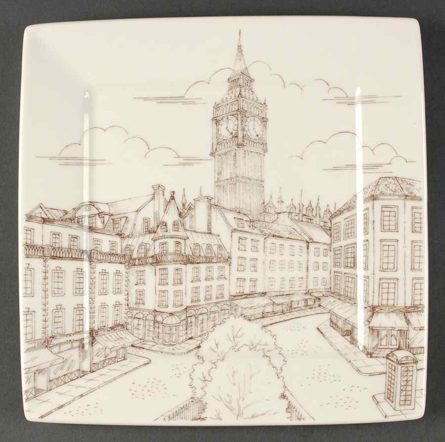 City Scenes Sepia Dinner Plate by 222 Fifth (PTS)-1