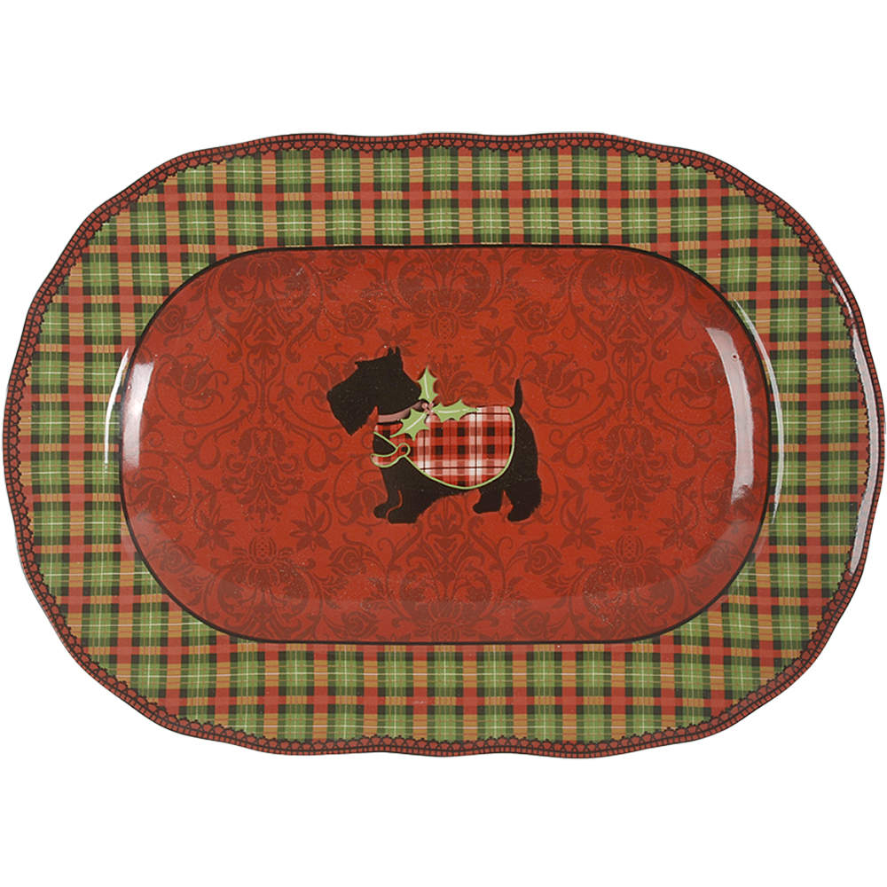 Christmas Scotty 14" Oval Serving Platter by 222 Fifth (PTS)-1
