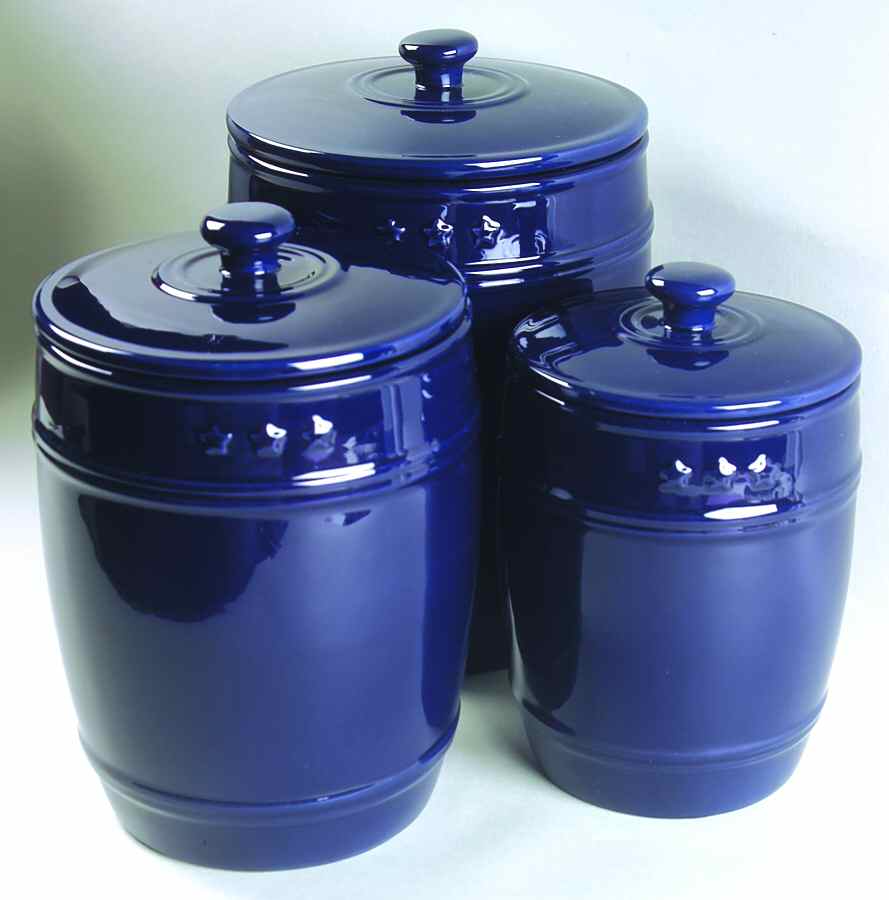 General Store Navy Blue (3 Piece) Canister Set (Box Set) by American Living-1