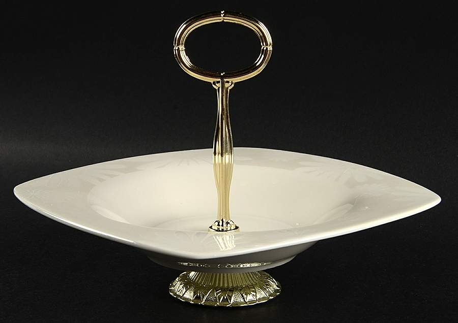 Alice Platinum 6"-7" Handled Footed Nut Dish HC by 222 Fifth (PTS)-1