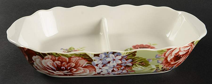Heidi Green 11" Oval Divided Vegetable Bowl by 222 Fifth (PTS)-1