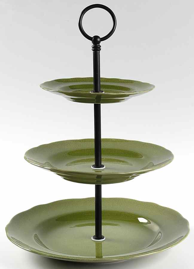 Alba Crackle Green 3-Tiered Serving Tray (DP, SP, BB) by 222 Fifth (PTS)-1