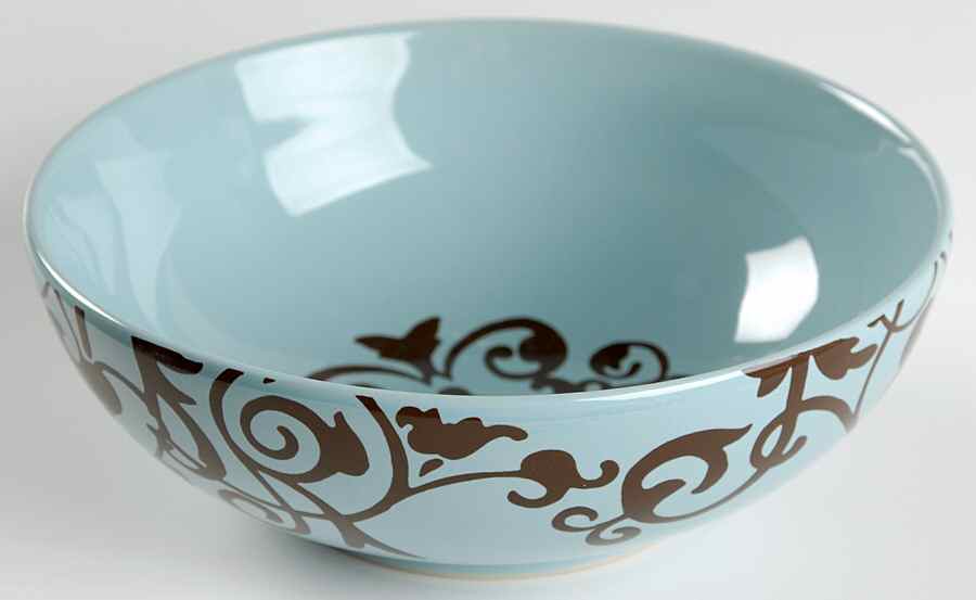 Rococo Blue Brown Soup/Cereal Bowl by 222 Fifth (PTS)-1