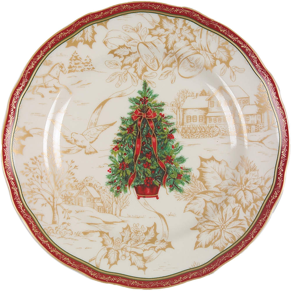 Christmas Toile Salad Plate by 222 Fifth (PTS)-1