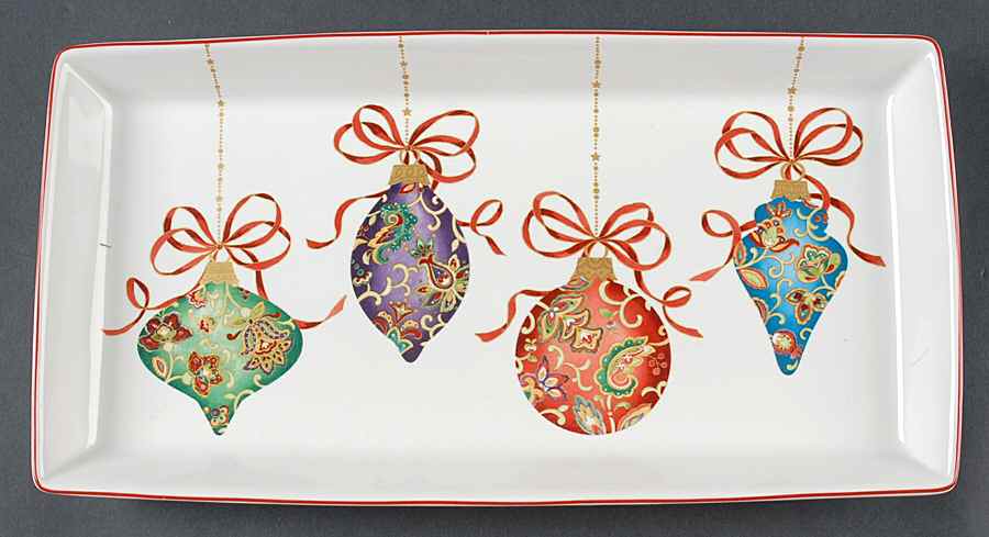 Paisley Ornaments 13" Rectangular Serving Platter by 222 Fifth (PTS)-1