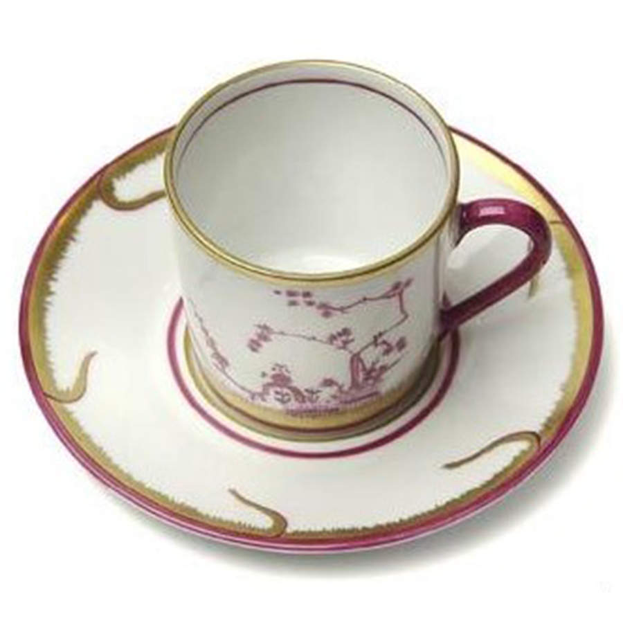 Chinoiserie Flat Demitasse Cup & Saucer Set by Alberto Pinto-1