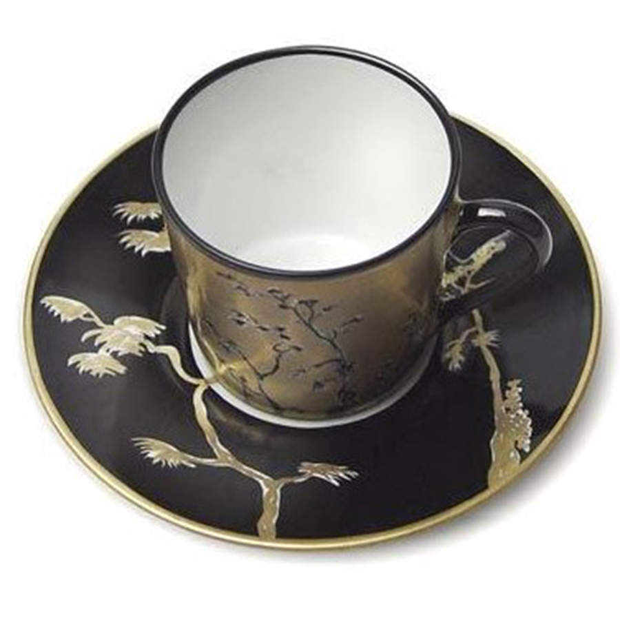 Vieux Kyoto Flat Demitasse Cup & Saucer Set by Alberto Pinto-1