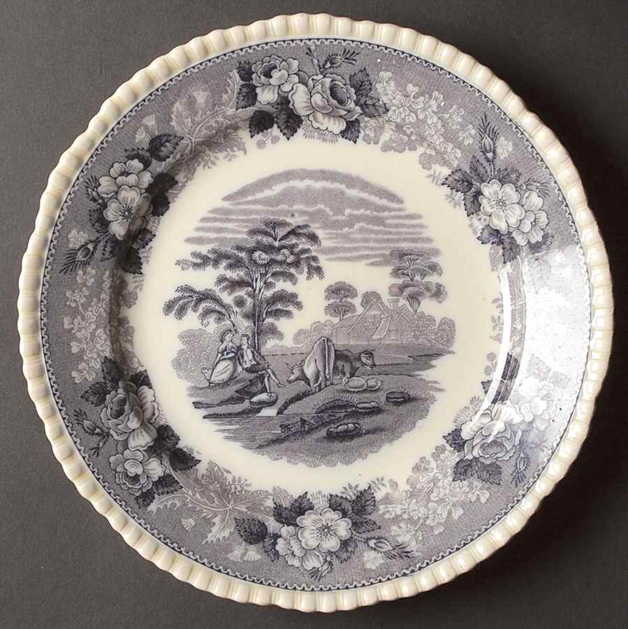 Cattle Scenery Mulberry Luncheon Plate by Adams China-1