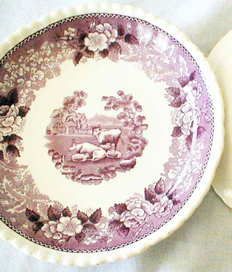 Cattle Scenery Mulberry Saucer by Adams China-1