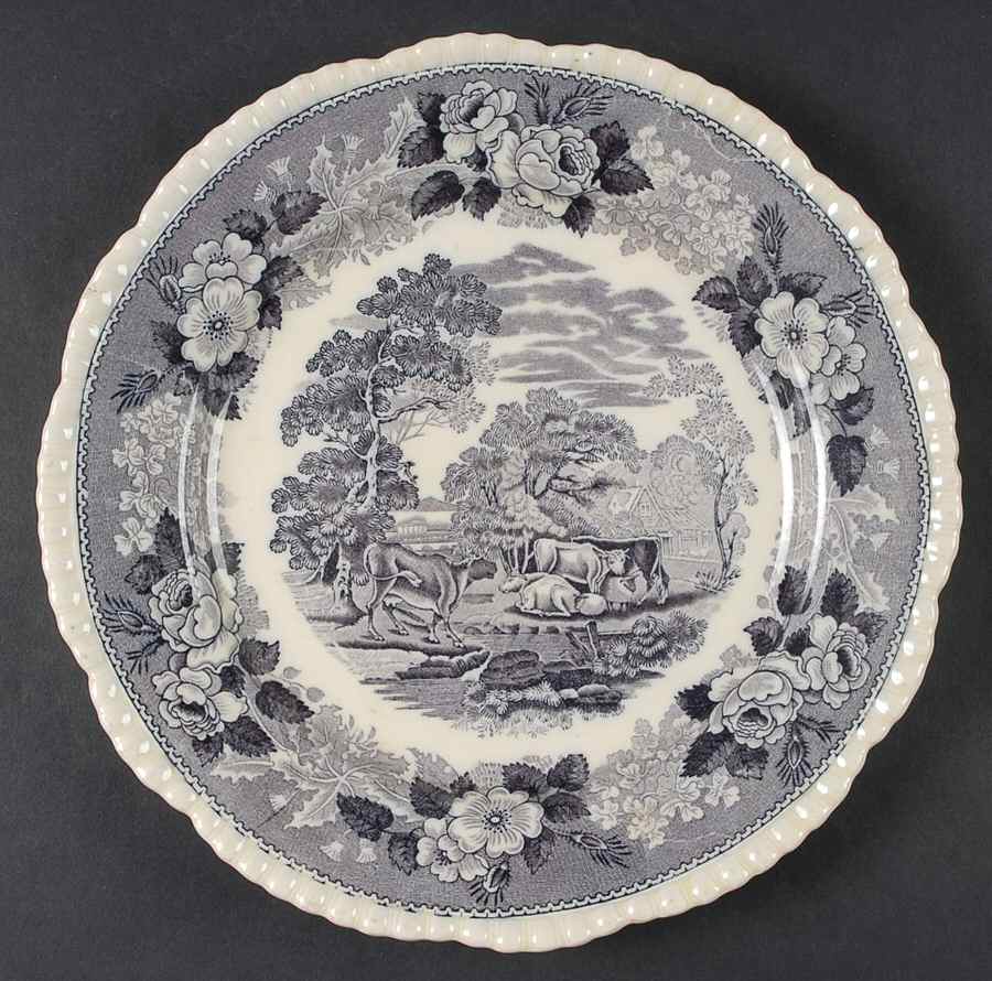 Cattle Scenery Mulberry Dinner Plate by Adams China-1
