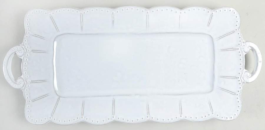 Bella Bianca 19" Rectangular Handled Tray by Arte Italica-1