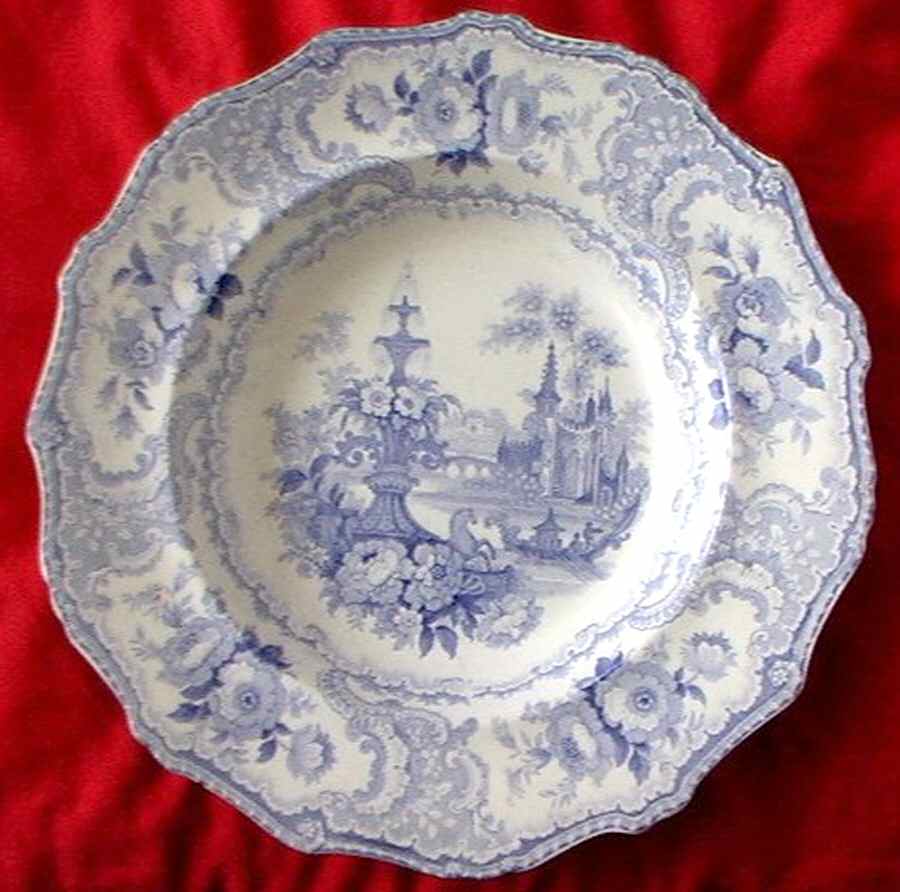 Fountain Scenery Blue Dinner Plate by Adams China-1