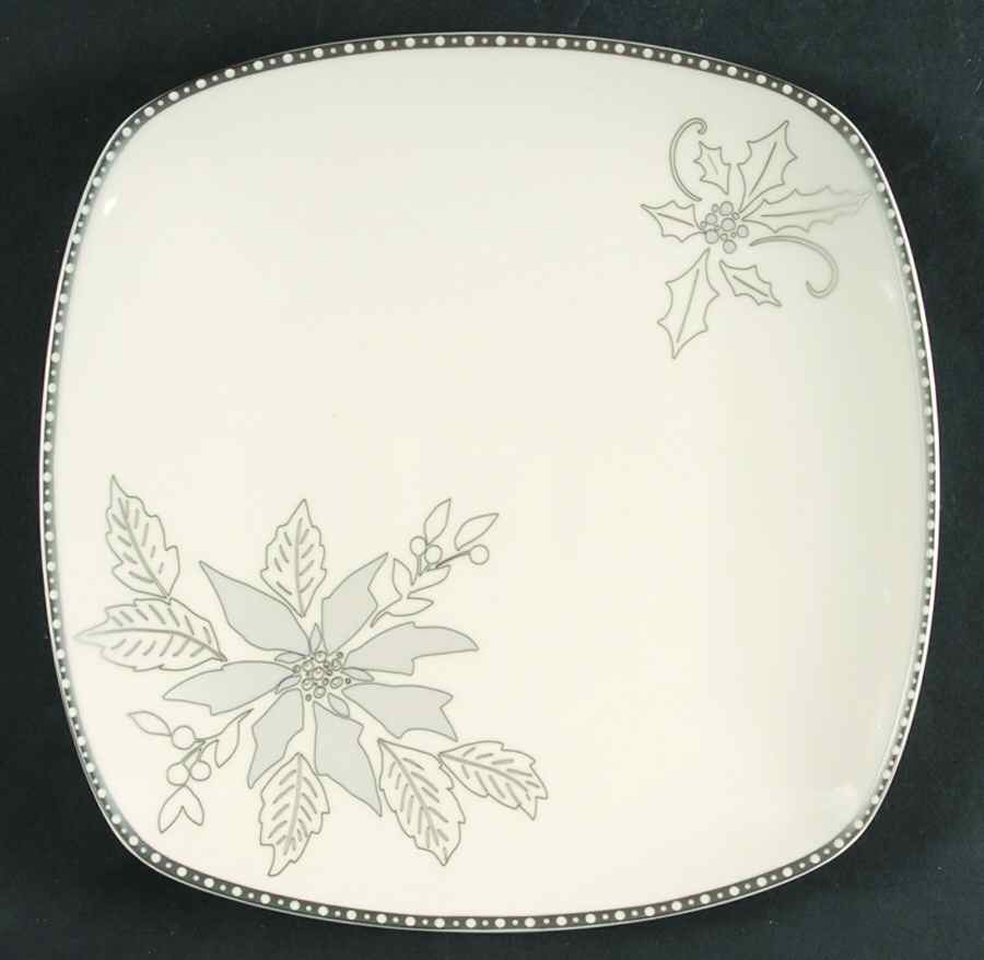 Contemporary Poinsettia Platinum Dinner Plate by 222 Fifth (PTS)-1