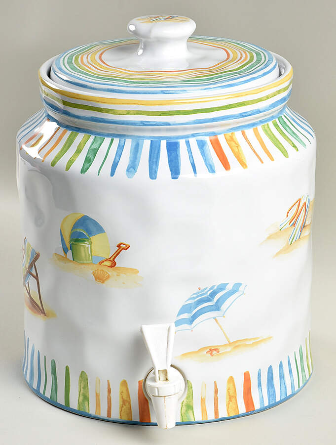 Beach Stripes Beverage Dispenser & Lid by 222 Fifth (PTS)-1