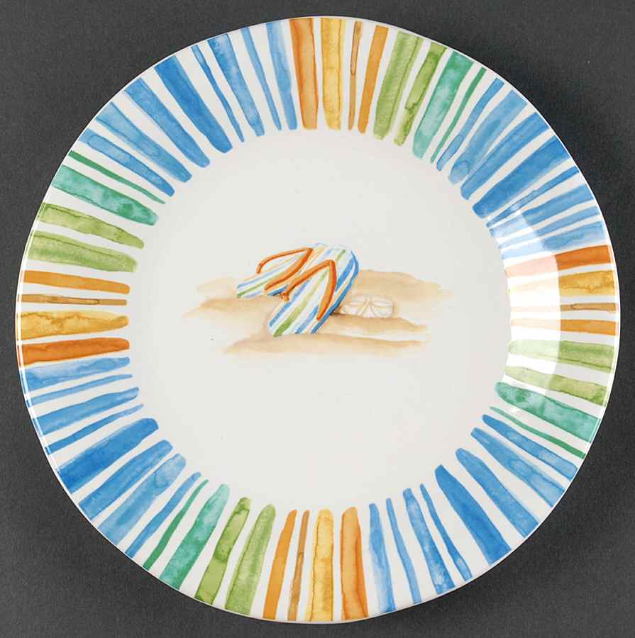 Beach Stripes Salad Plate by 222 Fifth (PTS)-1