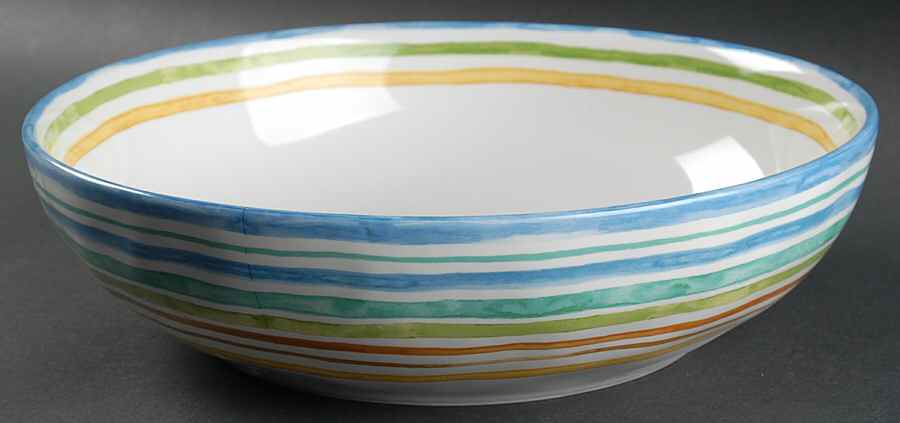 Beach Stripes 11" Round Serving Bowl by 222 Fifth (PTS)-1