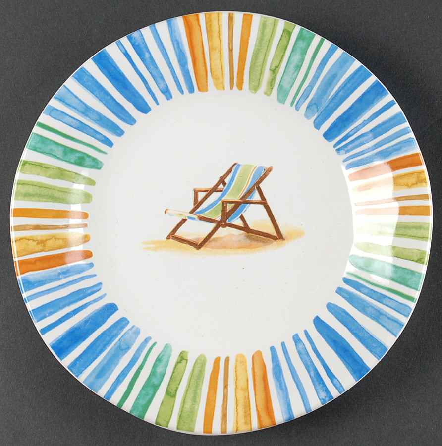Beach Stripes Salad Plate by 222 Fifth (PTS)-1