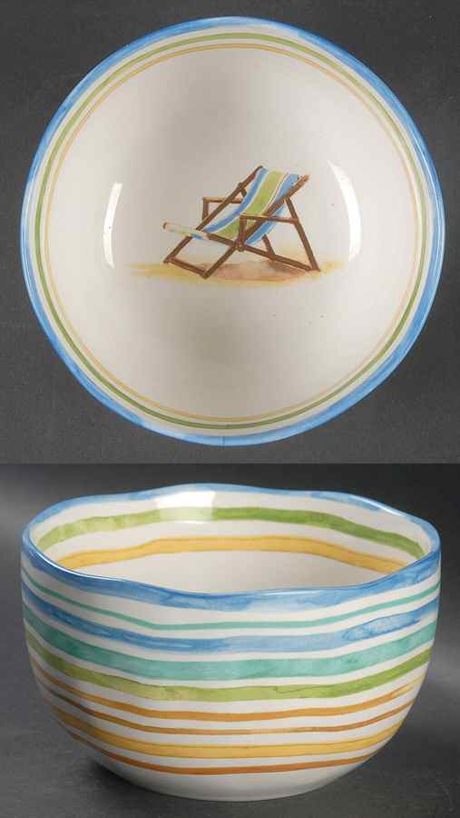 Beach Stripes Soup/Cereal Bowl by 222 Fifth (PTS)-1