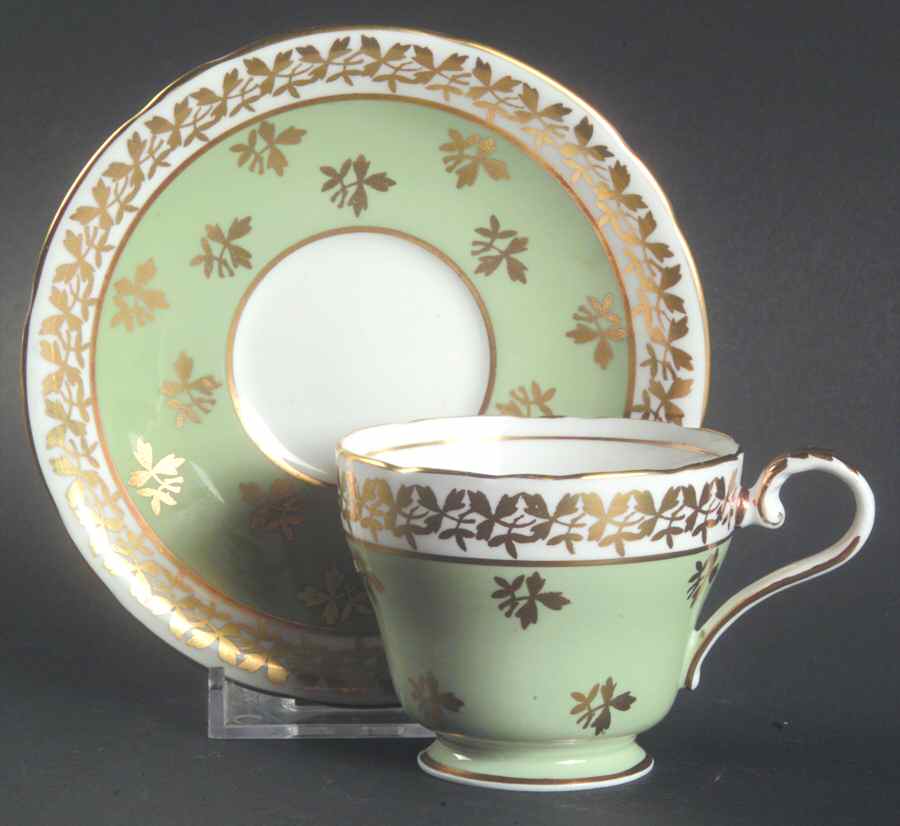 C880 Mint Green Footed Demitasse Cup & Saucer Set by John  Aynsley & Sons-1