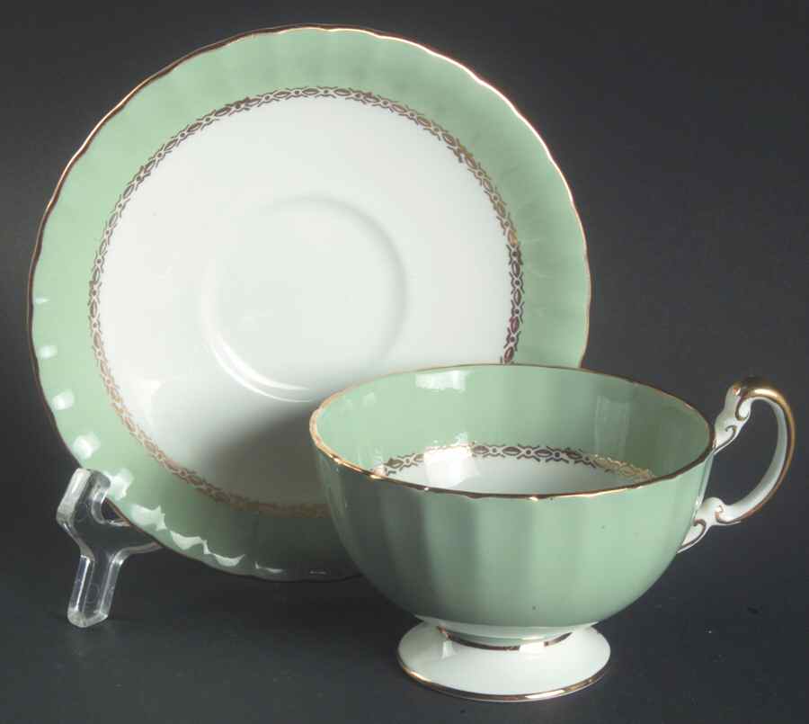 2480 Green (Fruit) Footed Cup & Saucer Set by John  Aynsley & Sons-1