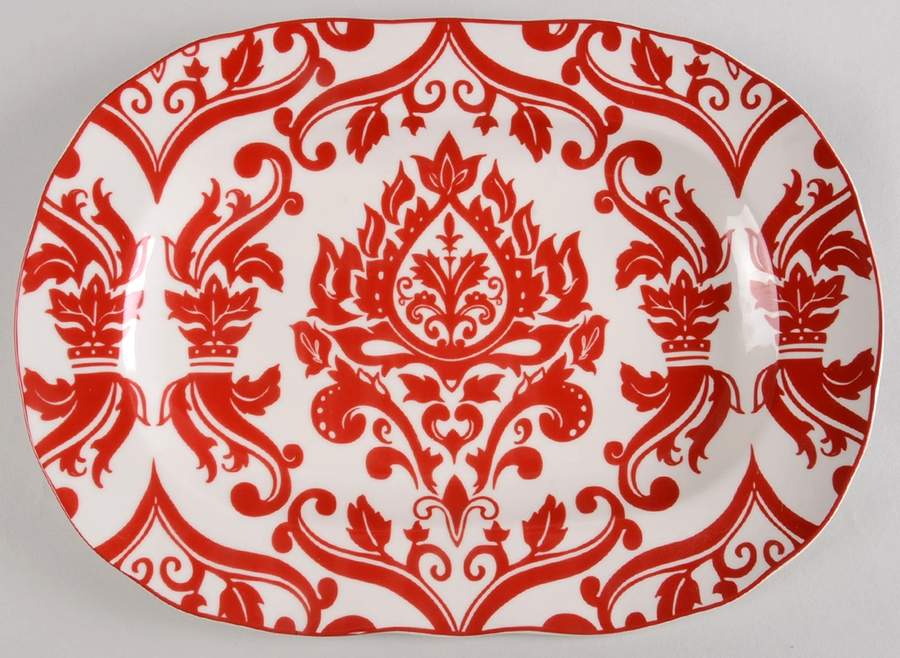 Muse Red 14" Oval Serving Platter by 222 Fifth (PTS)-1