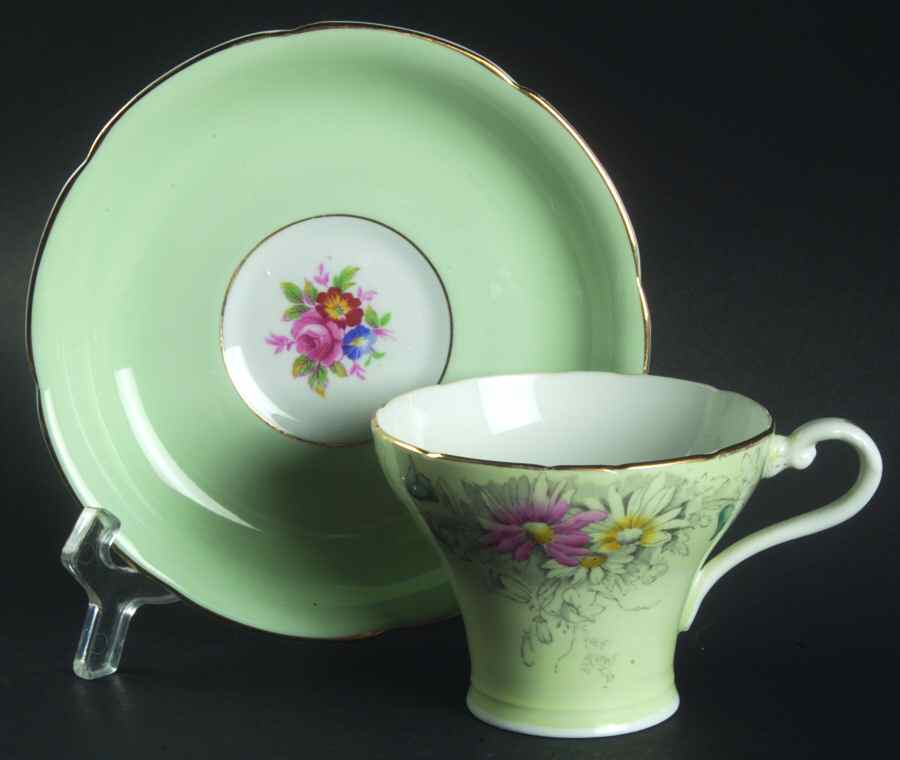 C412-2 Flat Cup & Saucer Set by John  Aynsley & Sons-1