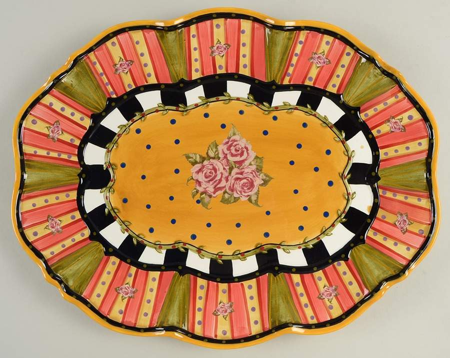 Amber Rose 17" Oval Serving Platter by Ambiance-1