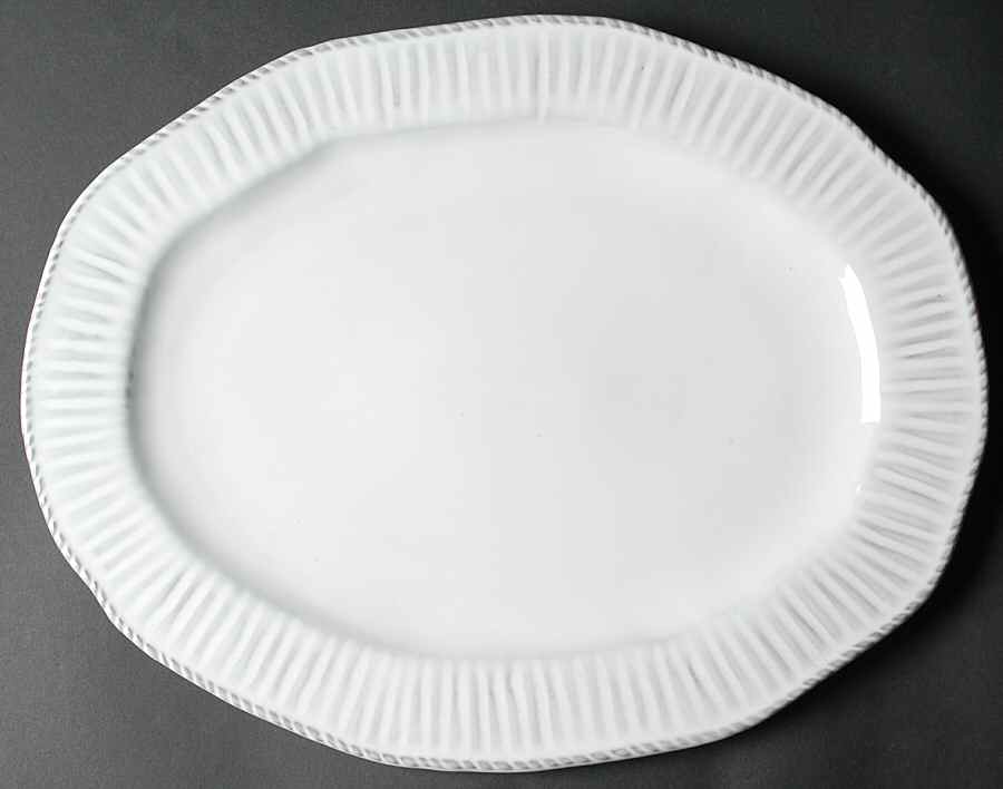 Elegance Ribbed 17" Oval Serving Platter by Ambiance-1
