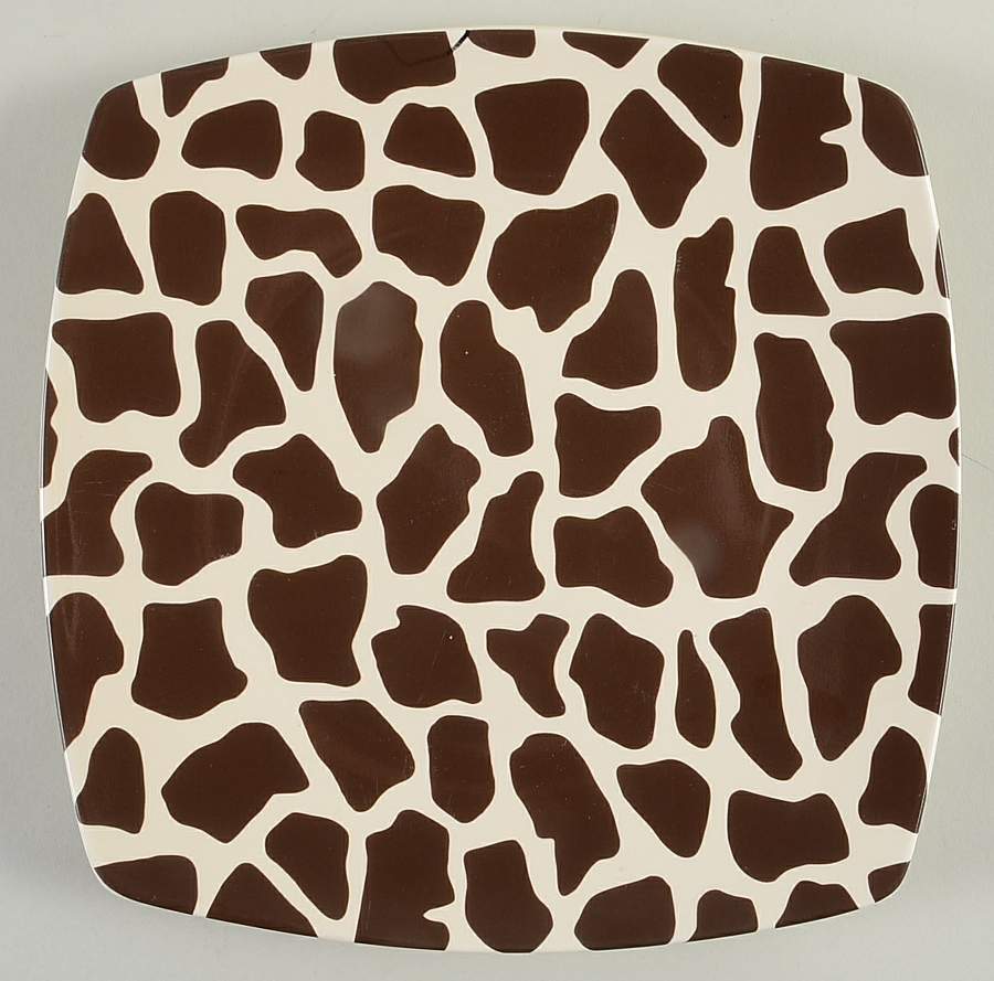 Giraffe Brown Linen Dinner Plate by 222 Fifth (PTS)-1