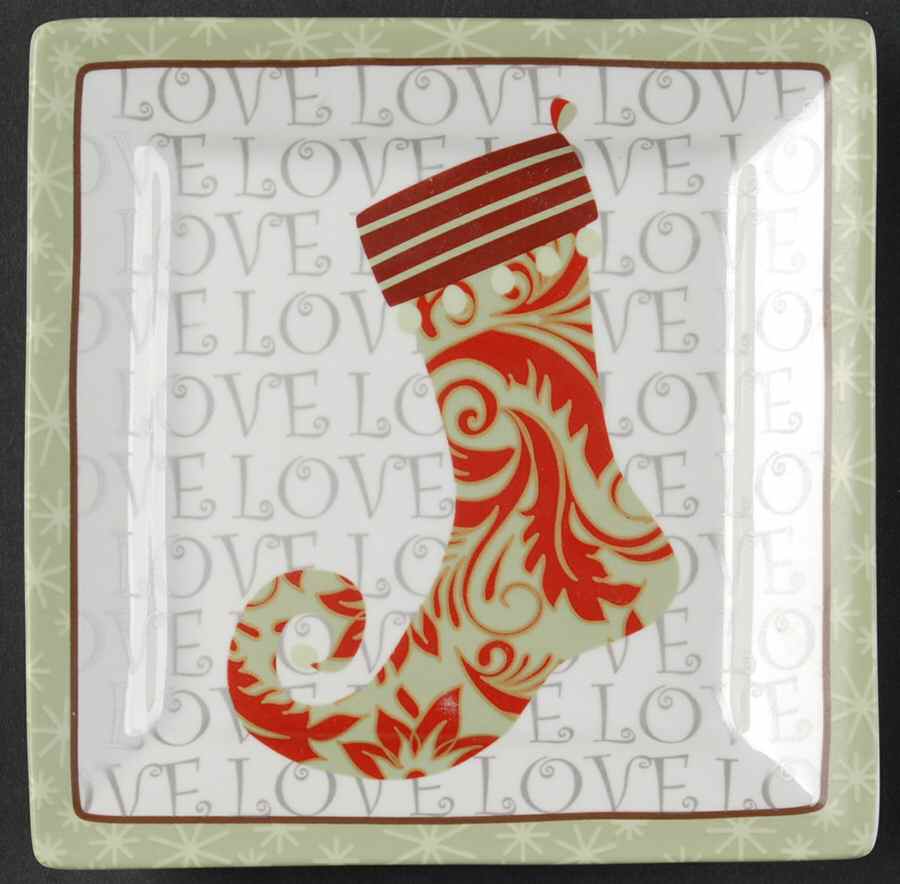 Christmas Stockings Square Appetizer Plate by 222 Fifth (PTS)-1