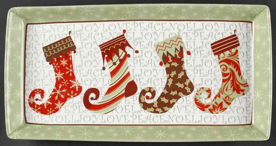 Christmas Stockings 13" Rectangular Serving Platter by 222 Fifth (PTS)-1