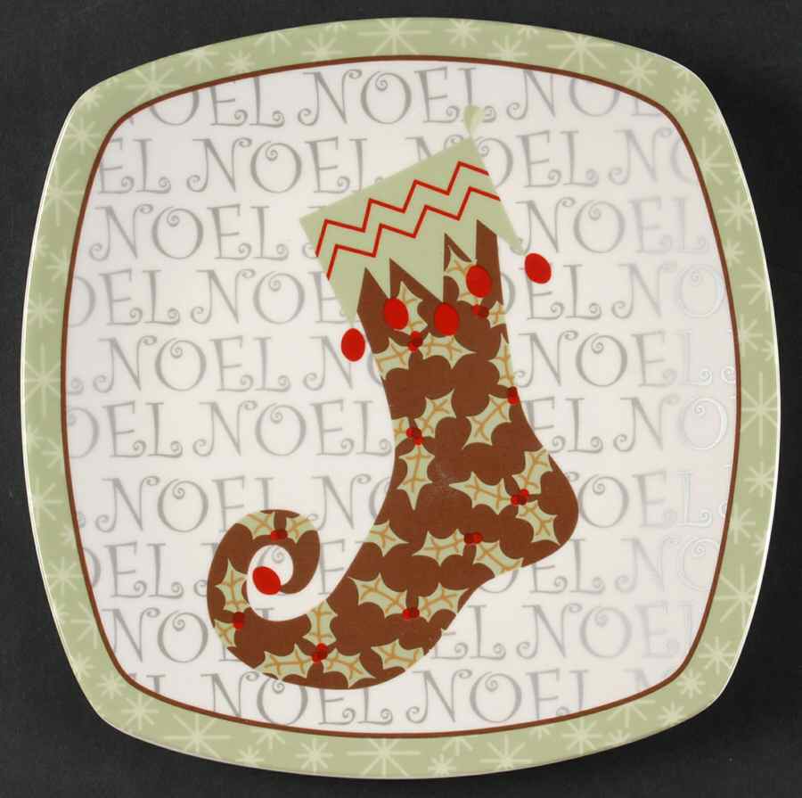 Christmas Stockings Square Salad Plate by 222 Fifth (PTS)-1